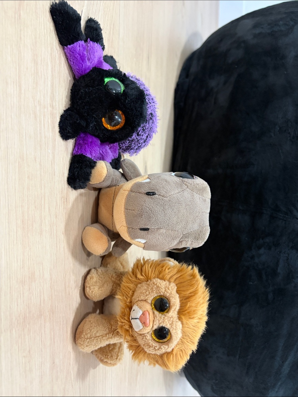 Ty Beanie Boos Plush Trio - Black, Purple & Tan